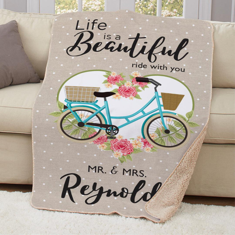 Personalized Life Is A Beautiful Ride 37" x 57" Sherpa Lined Sublimated Throw -
