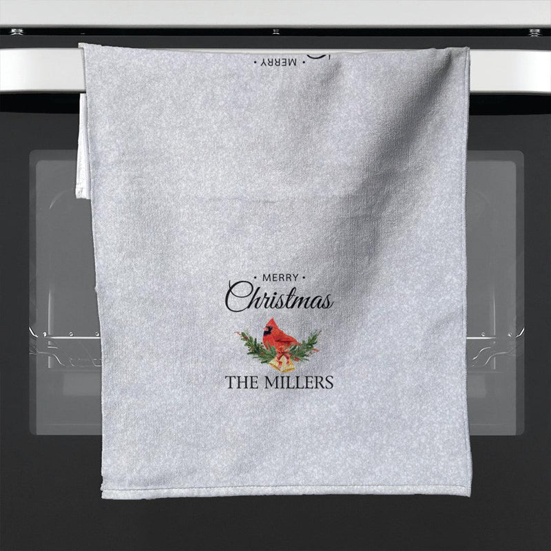 Personalized Merry Christmas Cardinal Velour Hand Towel -