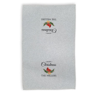 Personalized Merry Christmas Cardinal Velour Hand Towel -