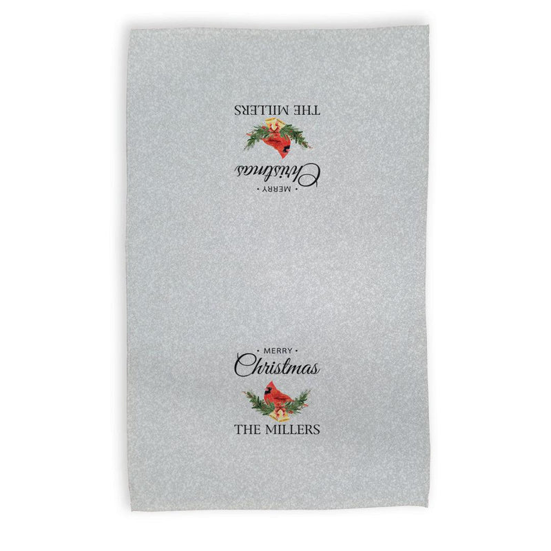 Personalized Merry Christmas Cardinal Velour Hand Towel -
