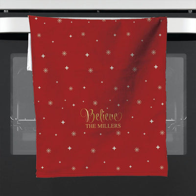 Personalized Believe Kitchen Hand Towel -