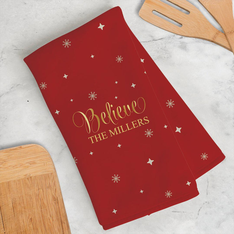 Personalized Believe Kitchen Hand Towel -