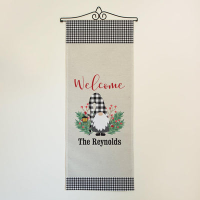 Personalized Welcome Gingham Gnome Wall Hanging -