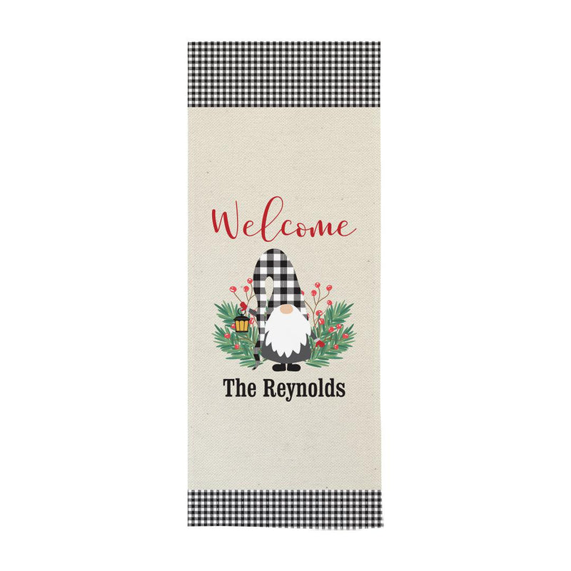 Personalized Welcome Gingham Gnome Wall Hanging -