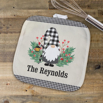 Personalized Welcome Gingham Gnome Potholder -