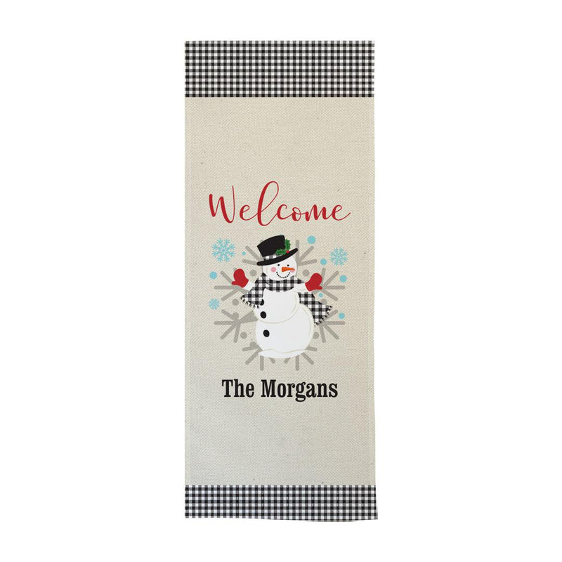 Personalized Welcome Gingham Snowman Wall Hanging -