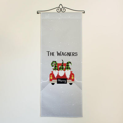 Personalized Christmas Truck Plaid Gnomes Wall Hanging -