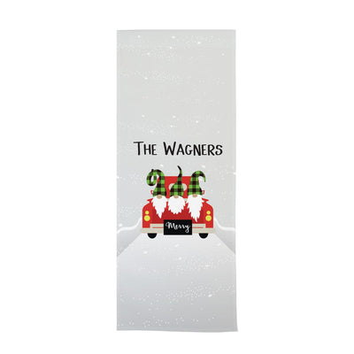 Personalized Christmas Truck Plaid Gnomes Wall Hanging -
