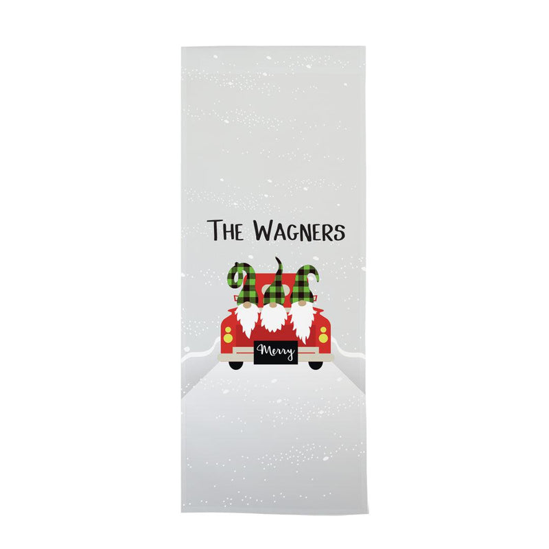 Personalized Christmas Truck Plaid Gnomes Wall Hanging -
