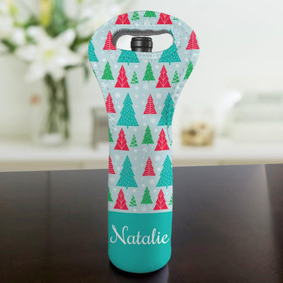 Personalized Christmas Trees Wine Gift Bag -