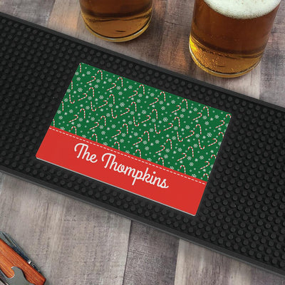 Personalized Candy Canes Bar Mat -