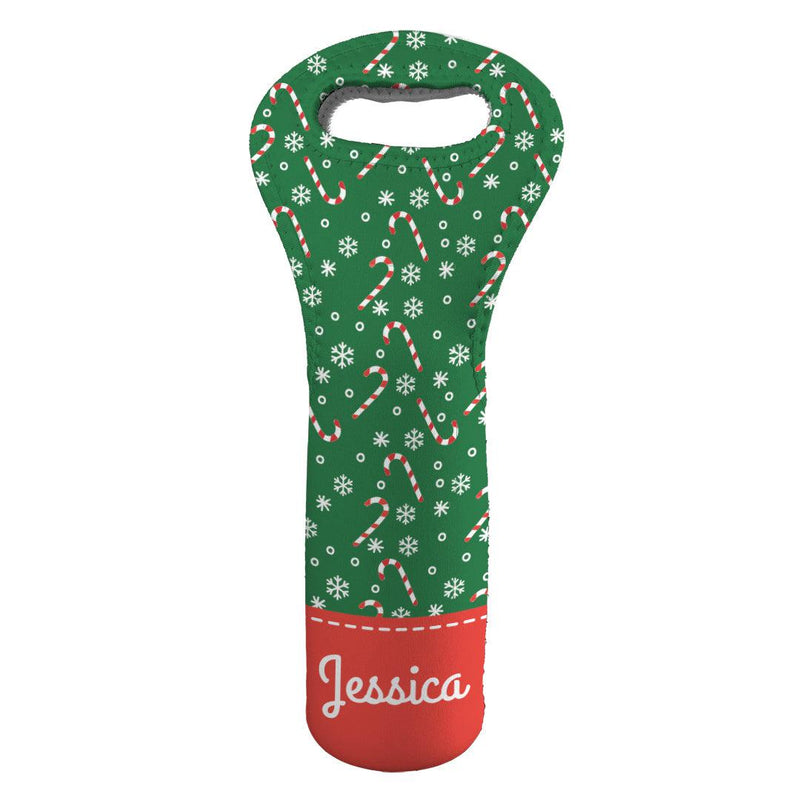 Personalized Candy Canes Wine Gift Bag -