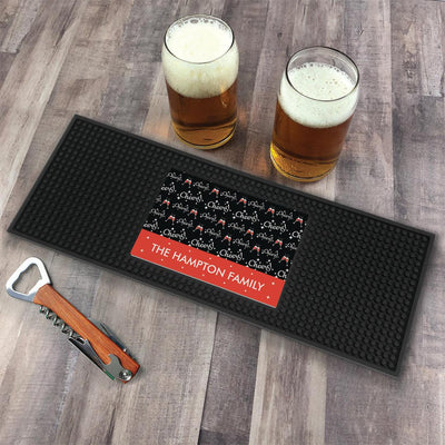Personalized Christmas Cheers Bar Mat -