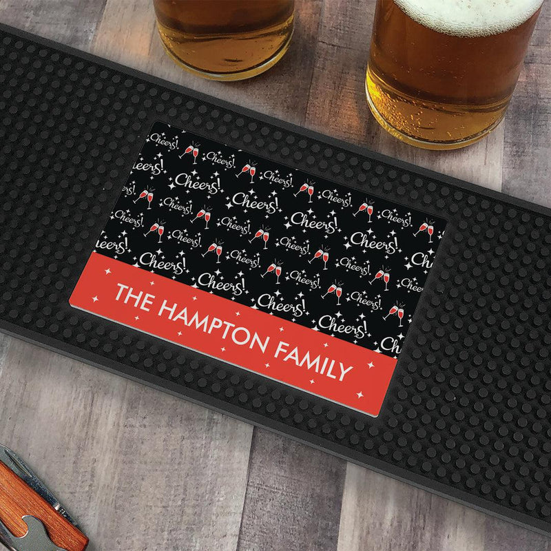 Personalized Christmas Cheers Bar Mat -
