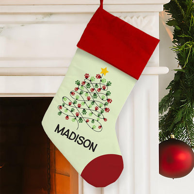 Personalized Paws Christmas Stocking - Red Cuff