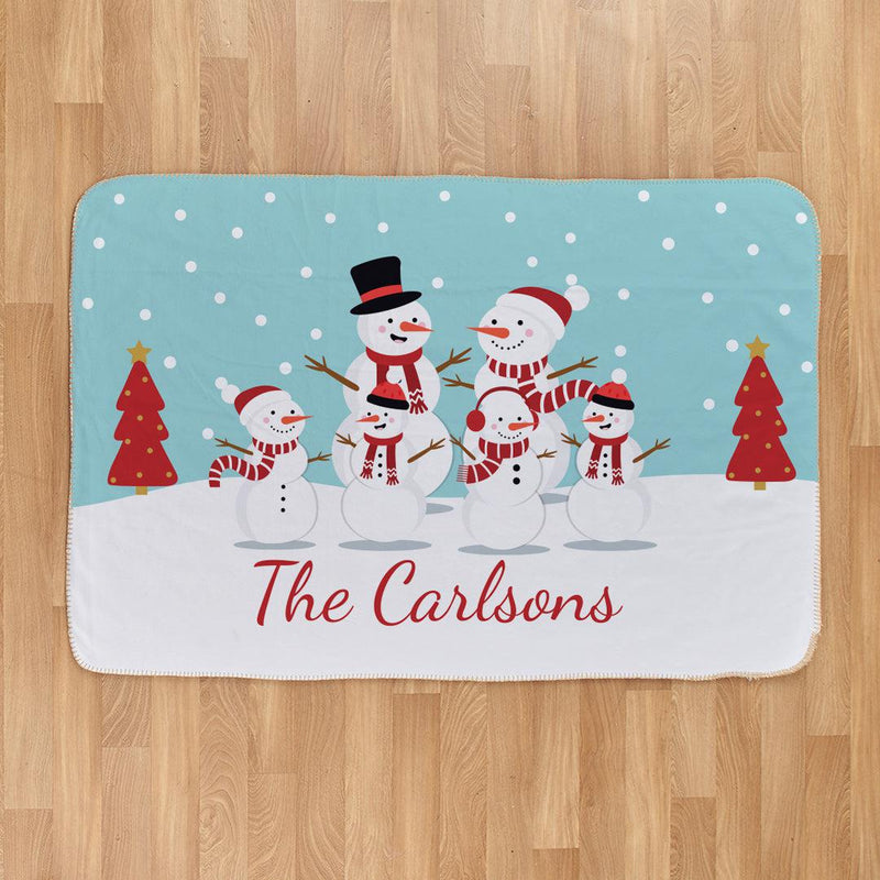 Personalized Snowmen Sherpa Blanket -