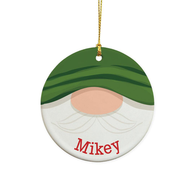 Personalized Gnome Green Hat Ornament -
