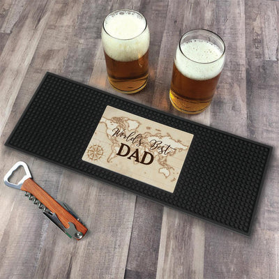 Personalized World's Best with World map Bar Mat -