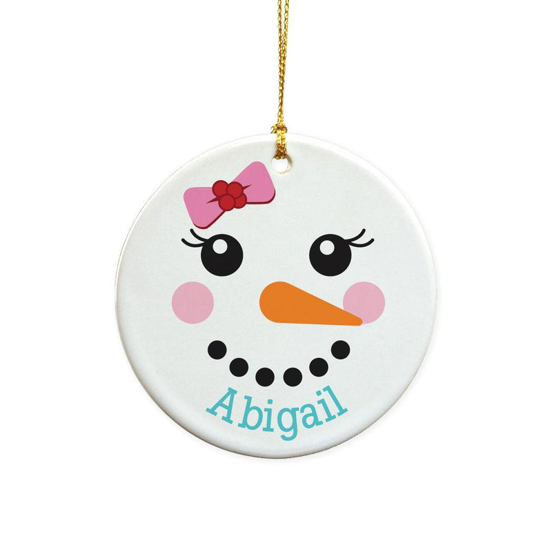 Personalized Berry Bow Snowman Large Ornament -