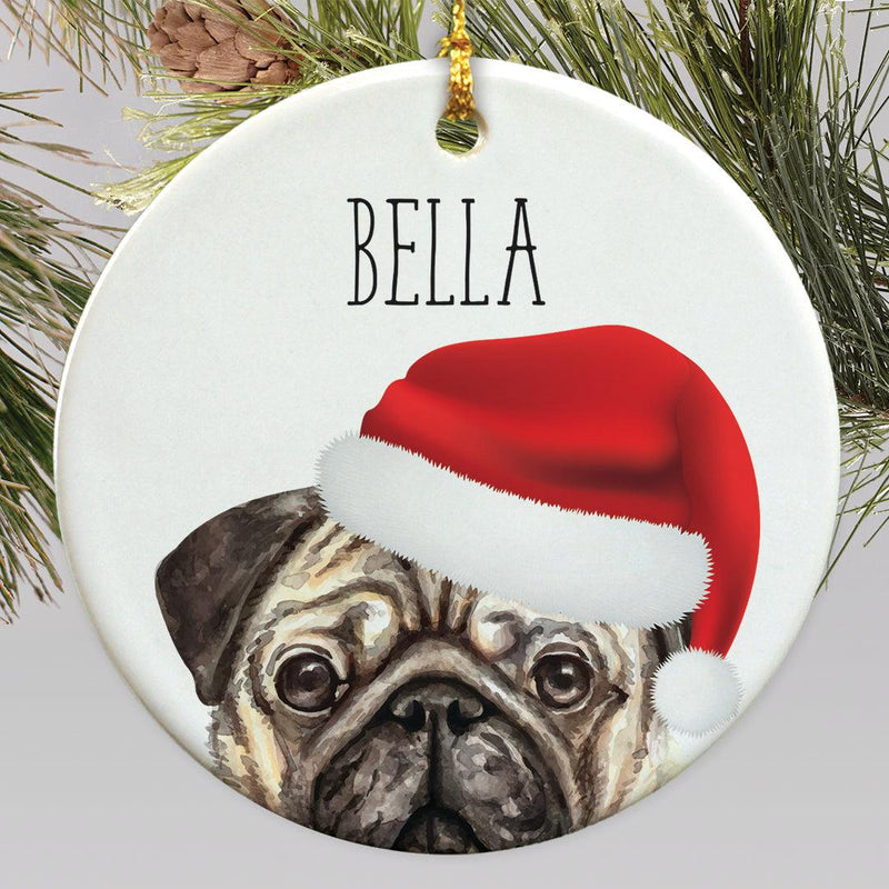 Personalized Choose Your Dog Water Color Christmas Ornament - Pug - Gifts For You Now