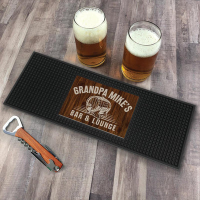 Personalized Whiskey Barrel Bar Mat -