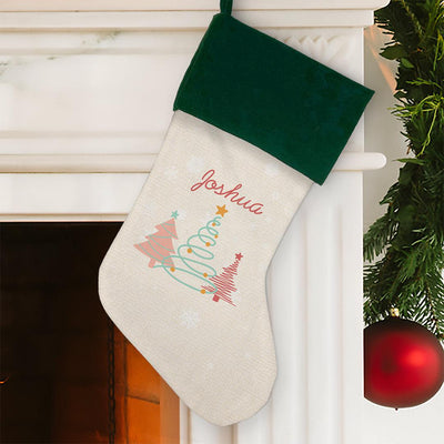 Personalized Oh Christmas Tree Green Cuff Stocking -