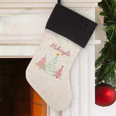 Personalized Oh Christmas Tree Grey Cuff Stocking -