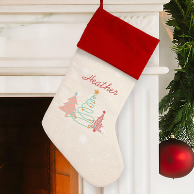 Personalized Oh Christmas Tree Red Cuff Stocking -