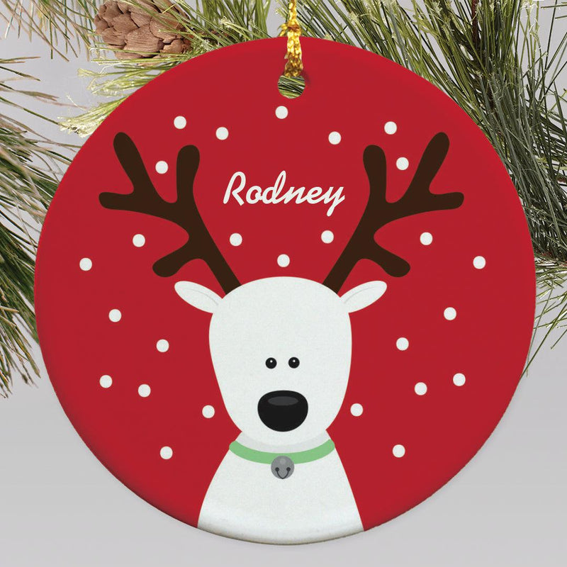 Personalized Reindeer Large Round Ornament -