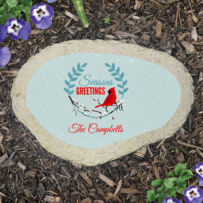 Personalized Season's Greetings Cardinal Flat Garden Stone -