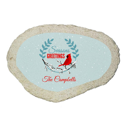 Personalized Season's Greetings Cardinal Flat Garden Stone -