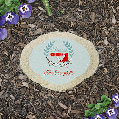 Personalized Season's Greetings Cardinal Small Garden Stone -
