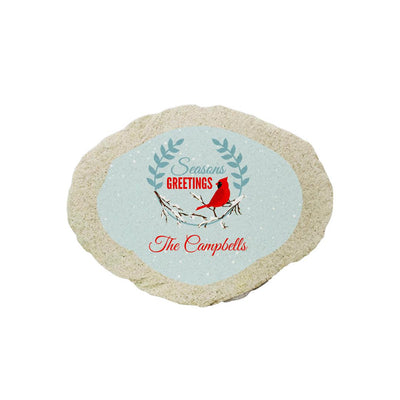 Personalized Season's Greetings Cardinal Small Garden Stone -