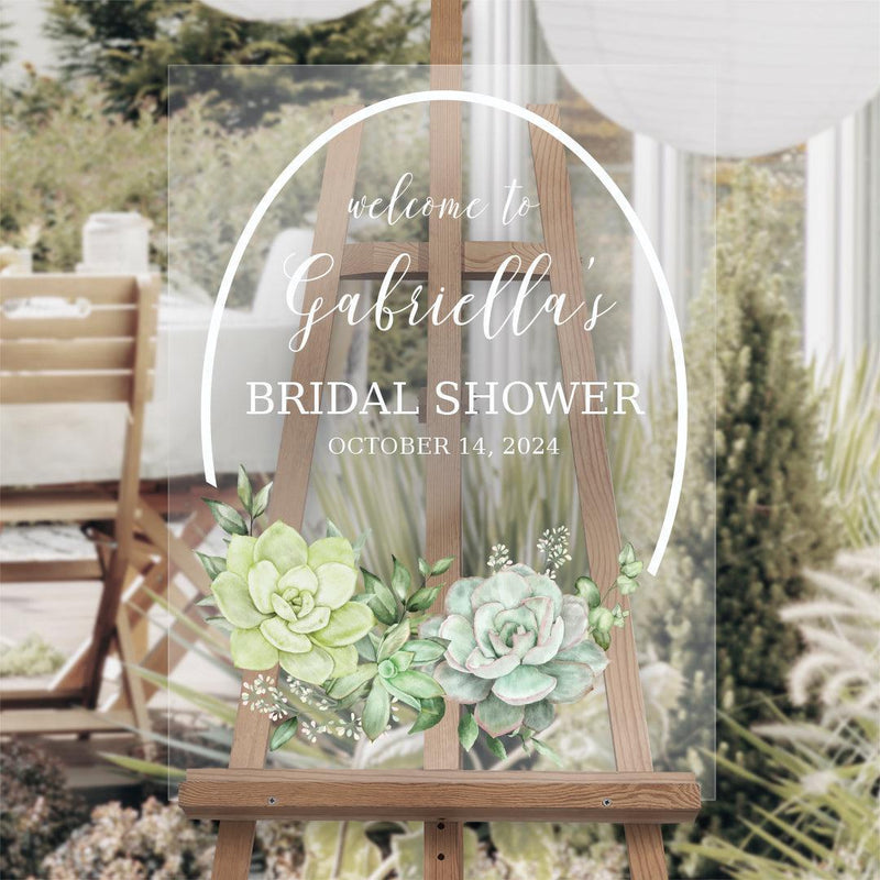 Personalized Watercolor Succulents Acrylic Sign - 24 x 36