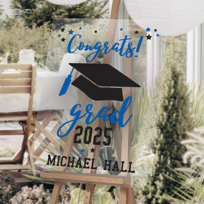 Personalized Graduation Blue Multi-colored Tassel and stars Acrylic-Sign -