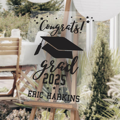 Personalized Graduation Black Multi-colored Tassel and stars Acrylic-Sign -