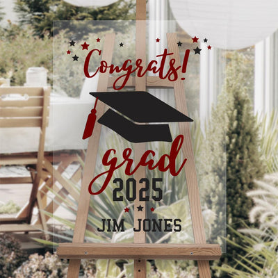 Personalized MAroon Multi-colored Tassel and stars Acrylic-Sign - 18 x 24