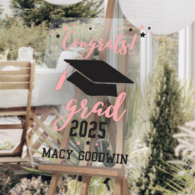 Personalized Pink Multi-colored Tassel and stars Acrylic-Sign - 18 x 24