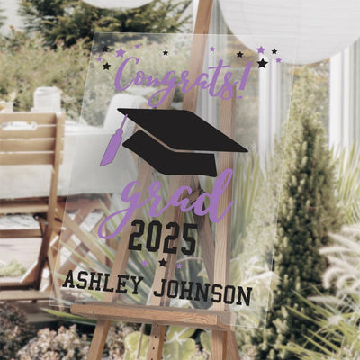 Personalized Purple Multi-colored Tassel and stars Acrylic-Sign -