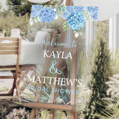 Personalized Hydrangeas shower Acrylic Sign -