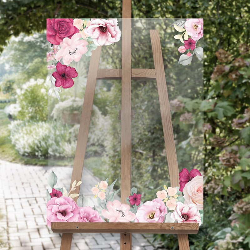 Blank with Floral Edges Acrylic-Sign - 18 x 24