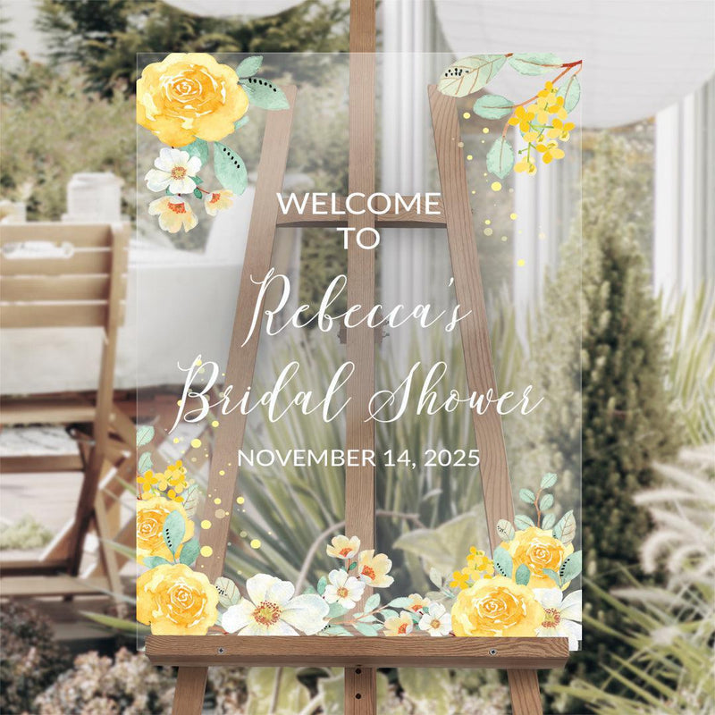 Personalized Yellow and White Floral Acrylic-Sign -