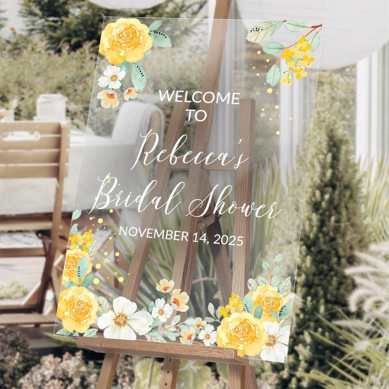 Personalized Yellow and White Floral Acrylic-Sign - 24 x 36