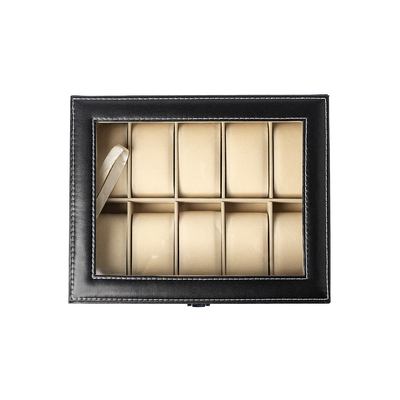 Personalized Black Leather Watch Box -