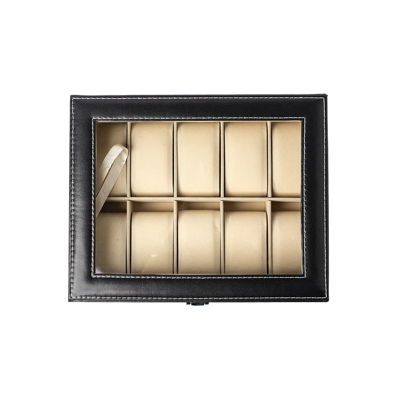 Personalized Black Leather Watch Box -