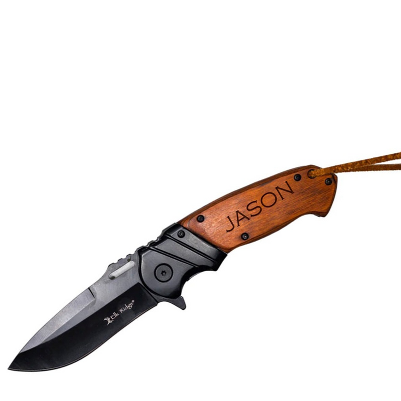 Personalized Brown Pakkawood Handle Pocket Knife -