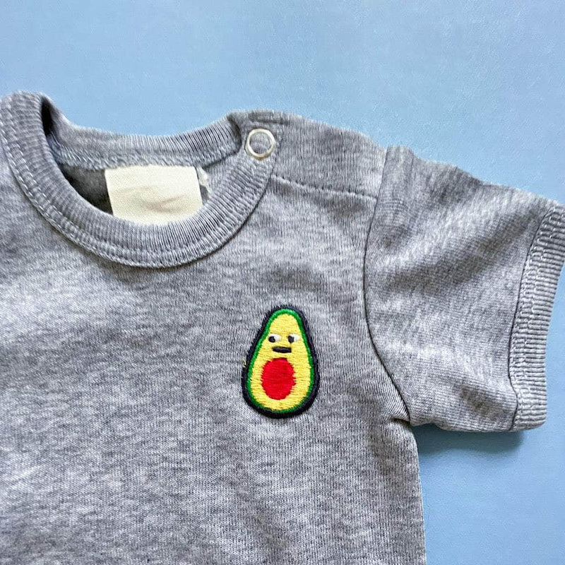 Avocado Embroidered Organic Cotton Baby Bodysuit -  - Estella