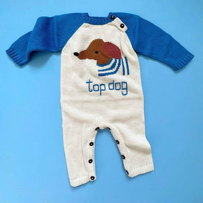 Knit Baby Romper-Top Dog -