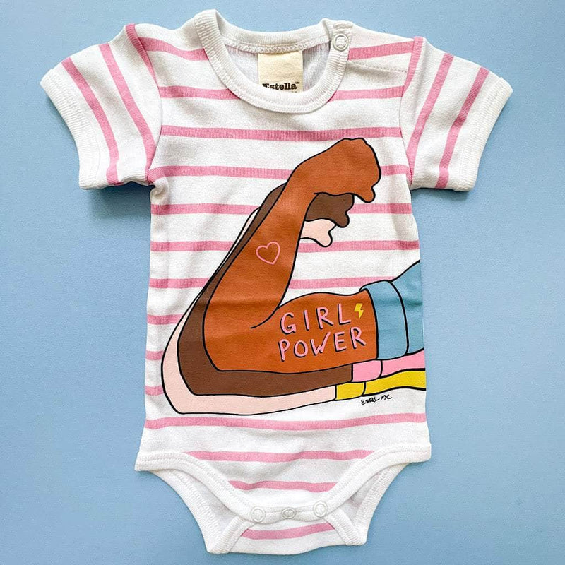 Organic Baby Onesie, Girl Power Stripes -