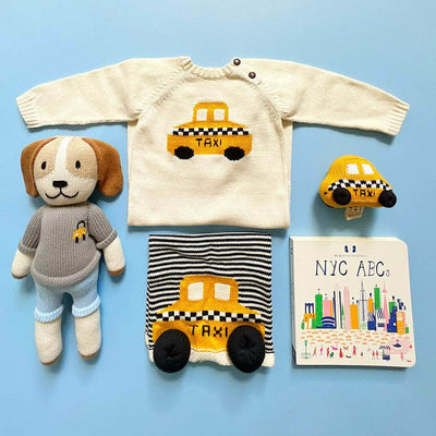 Knit Taxi Baby Romper and Taxi Toys Baby Gift Set -
